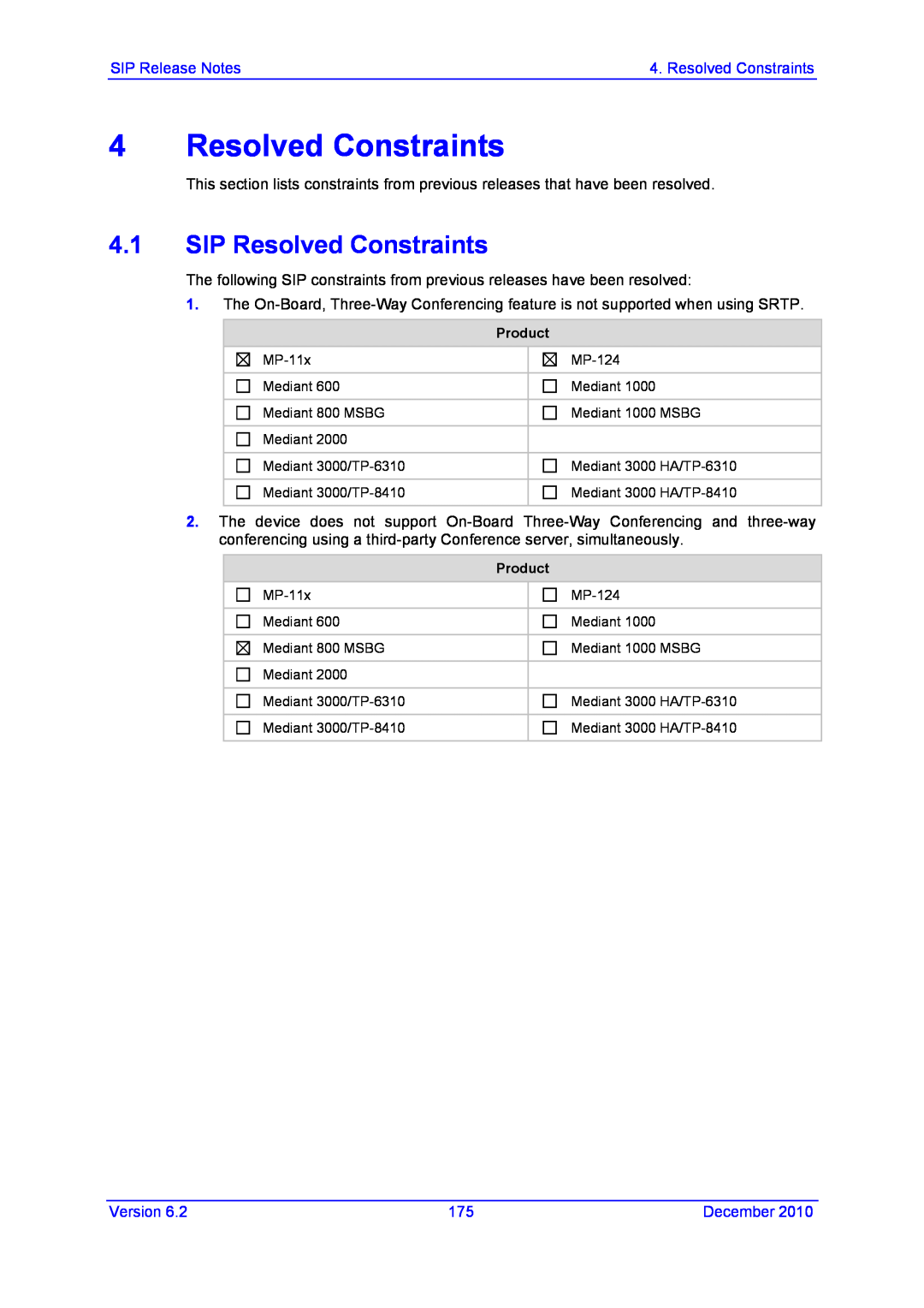 AudioControl VERSION 6.2 manual SIP Resolved Constraints 