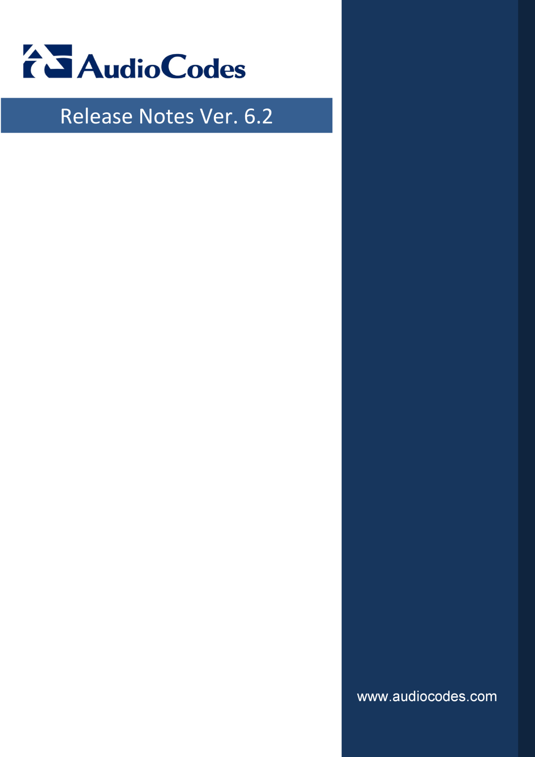 AudioControl VERSION 6.2 manual Release Notes Ver 