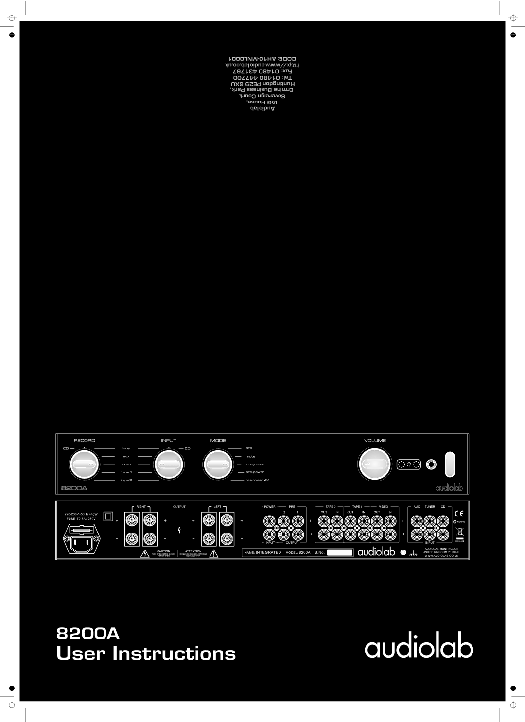 Audiolab 8200A manual MNL0001-AH10 Code 