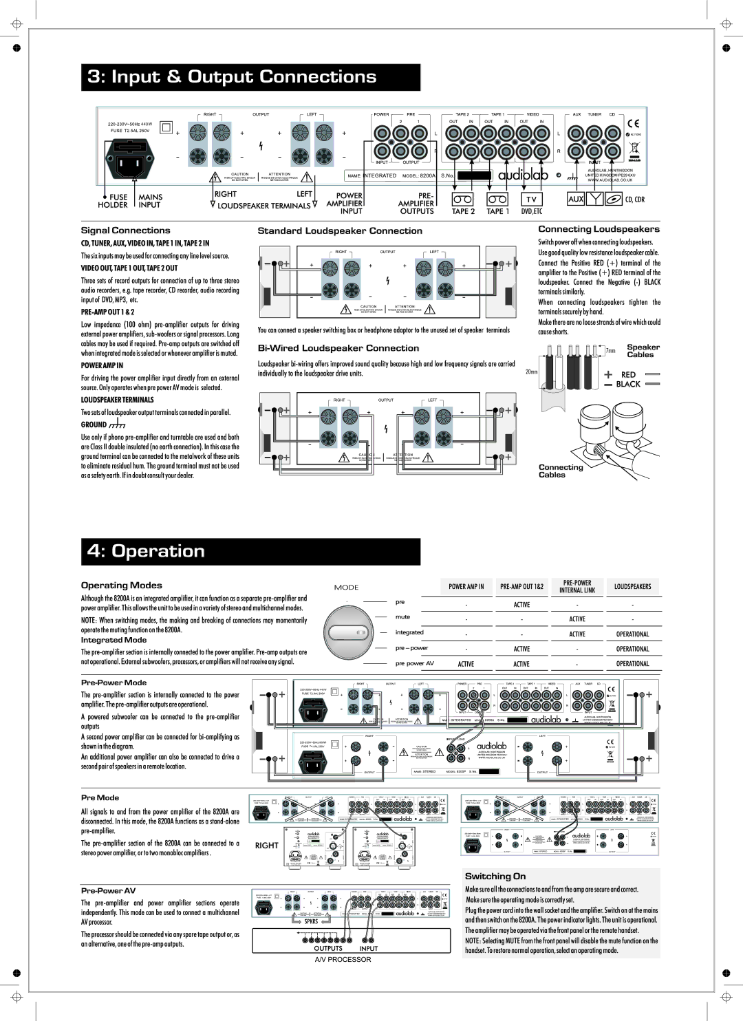 Audiolab 8200A manual 440W 