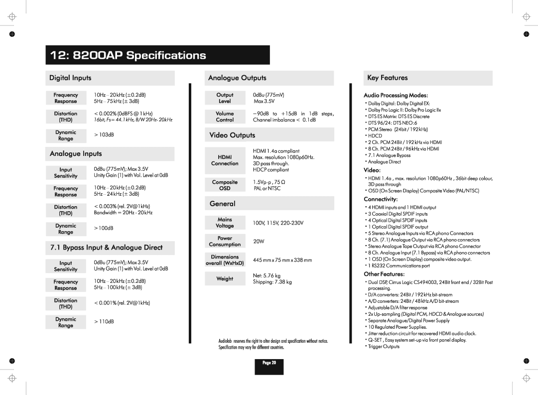 Audiolab 8200AP manual 