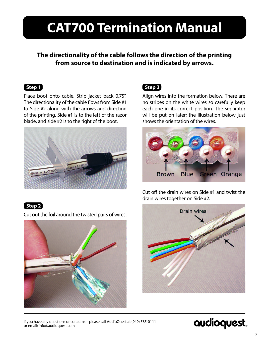 AudioQuest manual CAT700 Termination Manual 