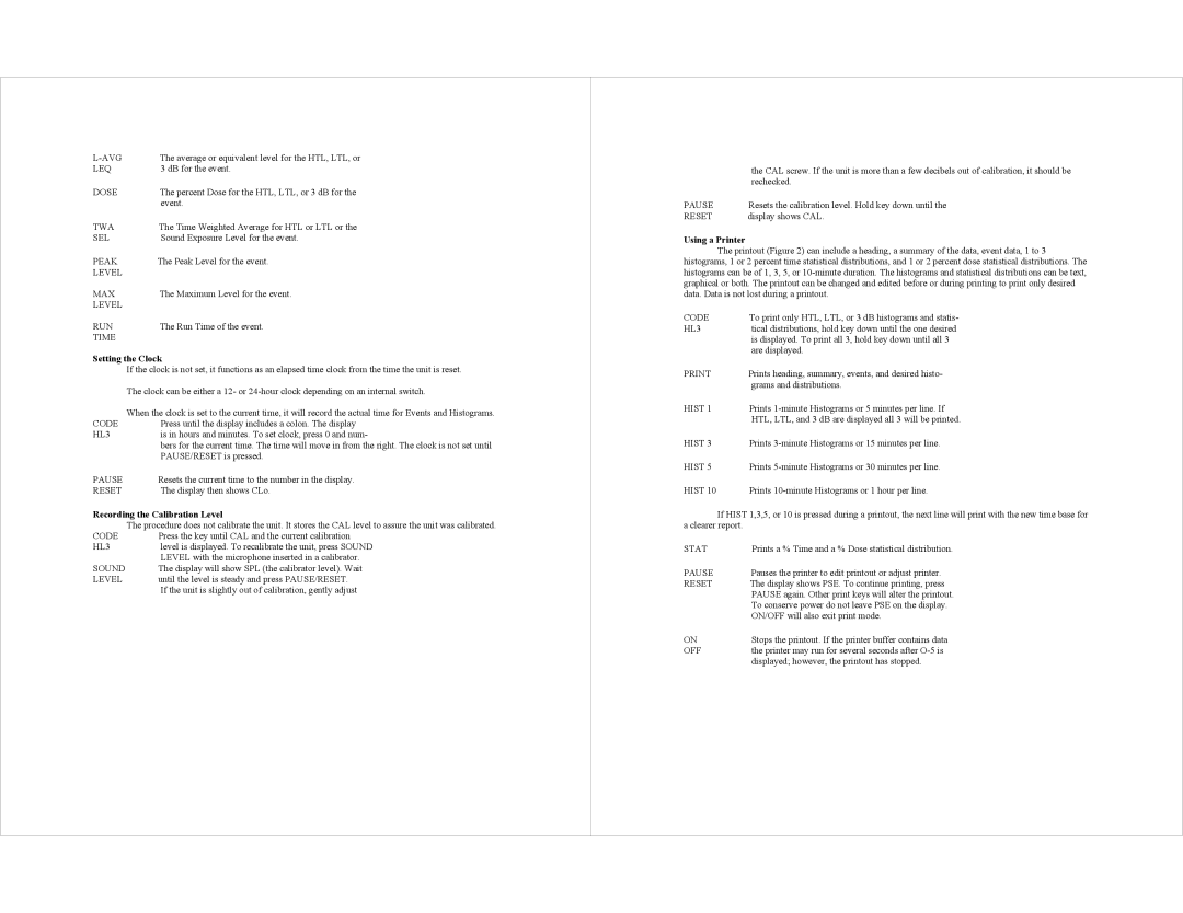 AudioQuest M-27 specifications Setting the Clock, Recording the Calibration Level, Using a Printer 