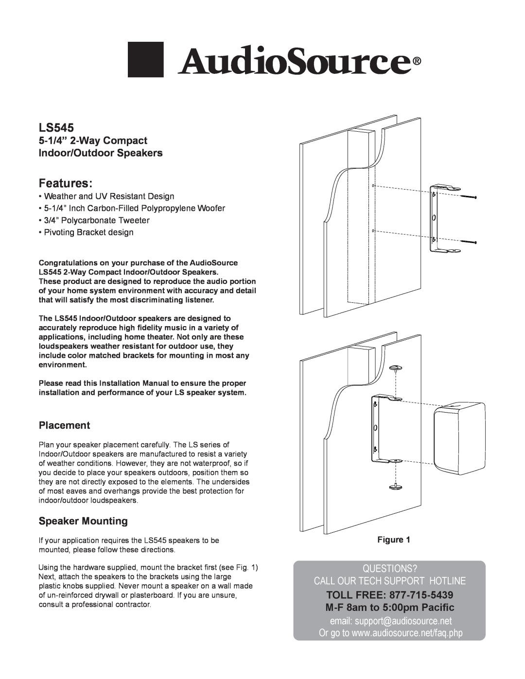 AudioSource 5-14" 2-Way Compac Indoor/Outdoor Speakers installation manual 5-1/4” 2-WayCompact Indoor/Outdoor Speakers 