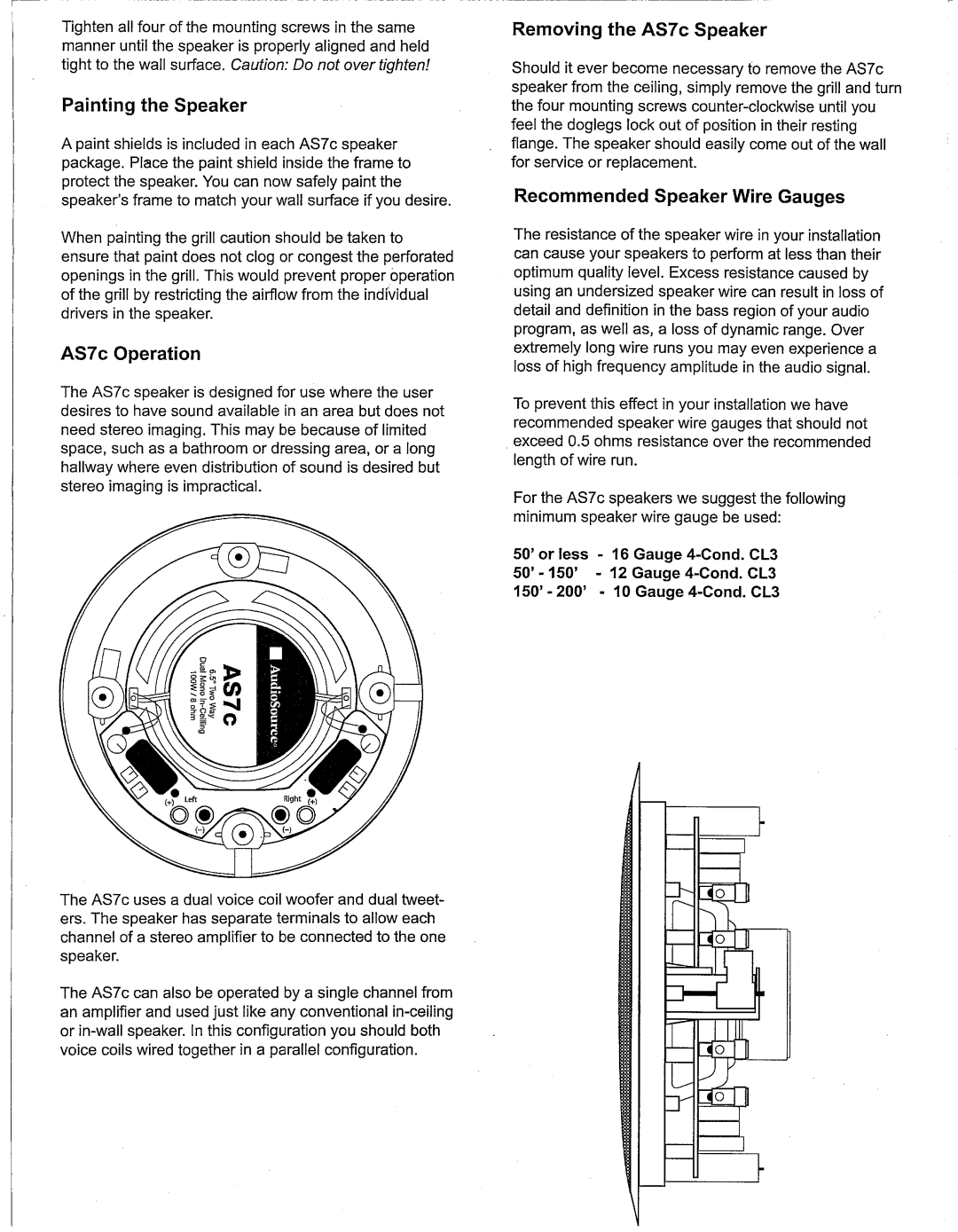 AudioSource 6.5 2-Way In-Ceiling Dual Mono Speaker manual 