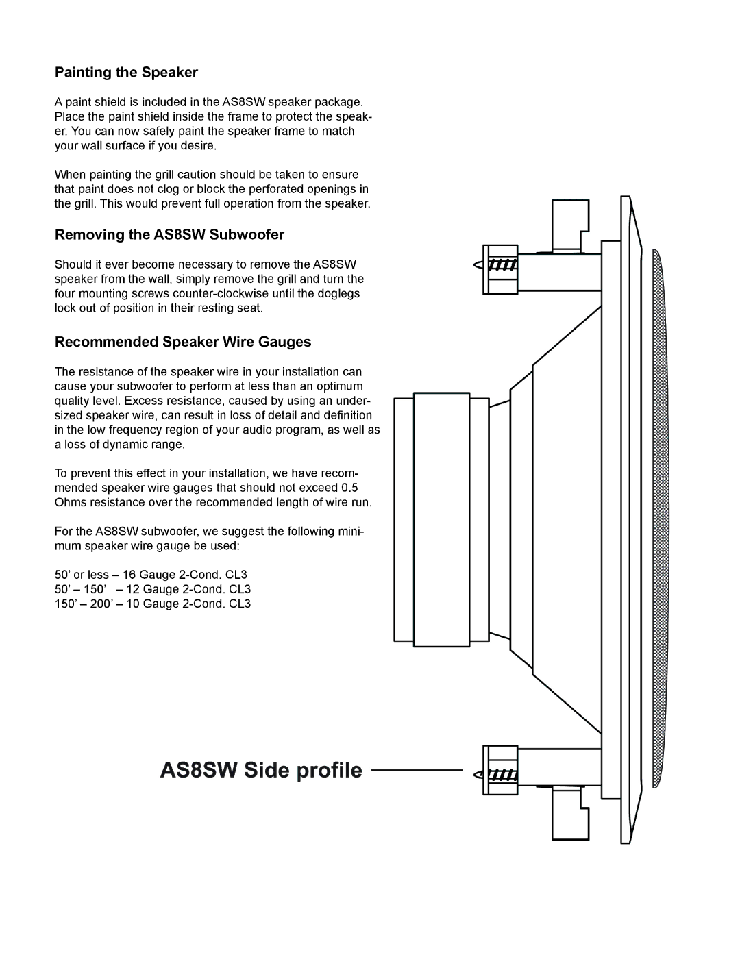 AudioSource 8 In-Wall Subwoofer installation manual Painting the Speaker, Removing, Recomme 