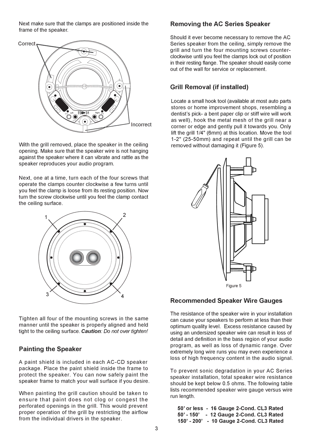 AudioSource AC8CD installation manual Removing the AC Series Speaker, Grill Removal if installed, Painting the Speaker 