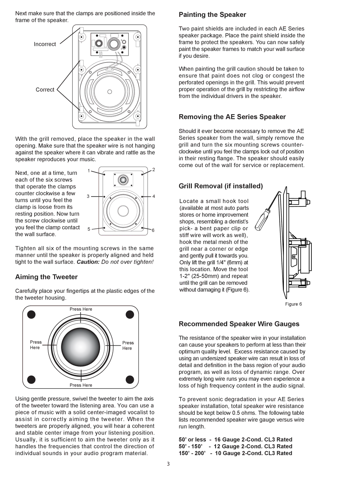 AudioSource AudioSource AE Series In-Wall Speaker System, AE6S, AE8S Painting the Speaker, Removing the AE Series Speaker 