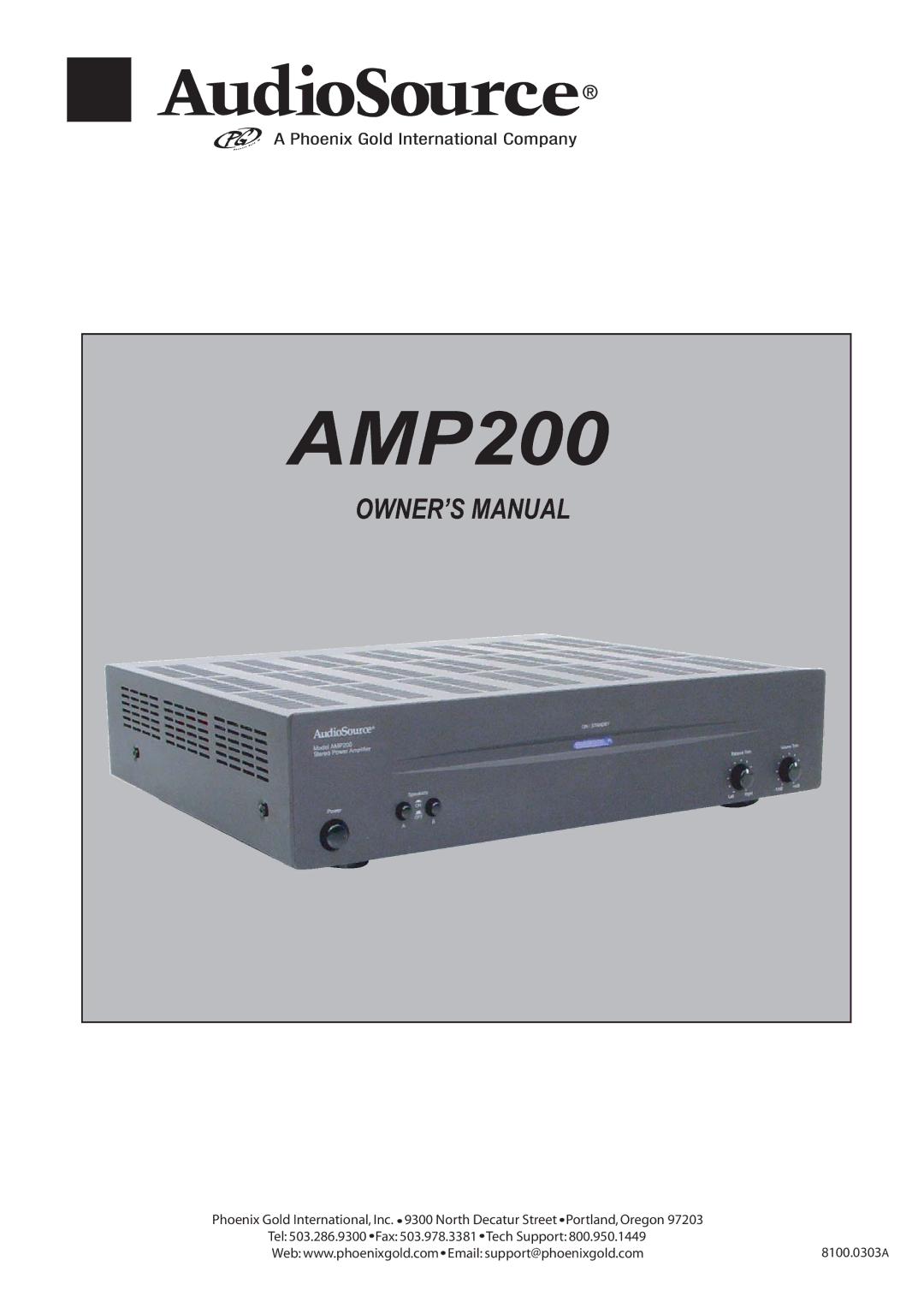 AudioSource AMP200 owner manual 8100.0303A 