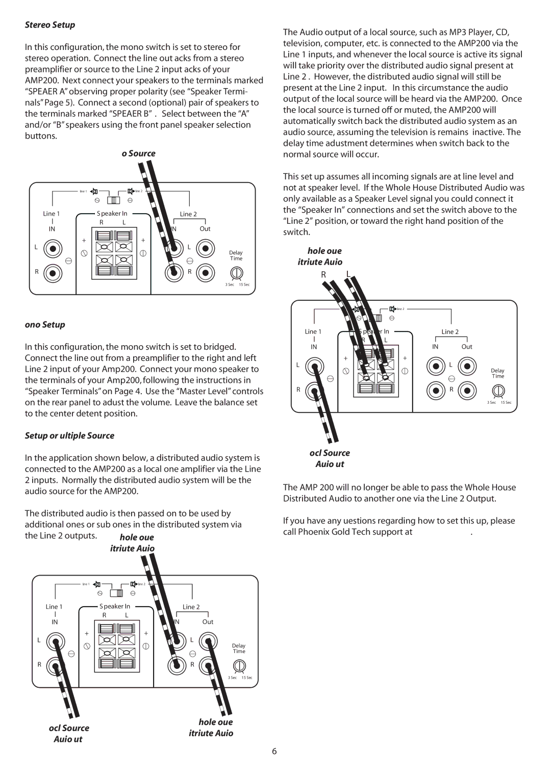 AudioSource AMP200 Stereo Setup, To Source, Whole House Distributed Audio Mono Setup, Setup For Multiple Sources 