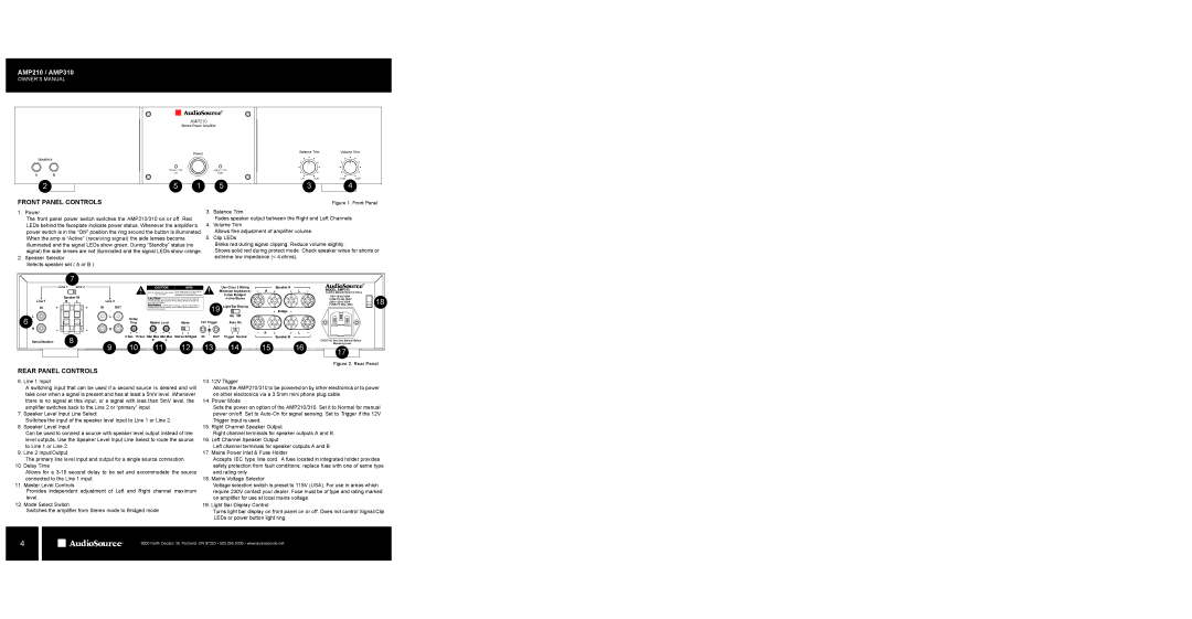 AudioSource AMP210 / AMP310 owner manual 10 11 12 13 