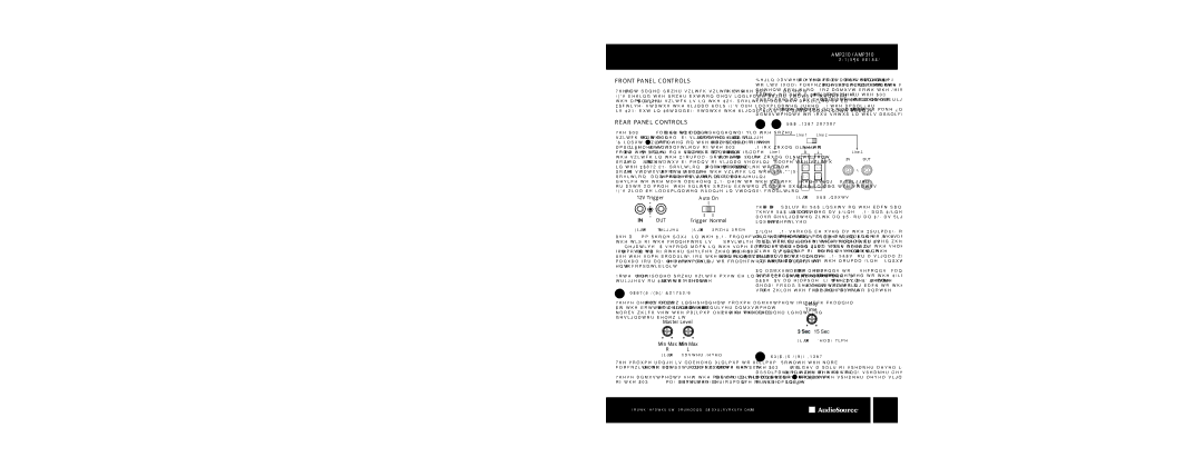 AudioSource AMP210 / AMP310 owner manual Rca Input/Output, Master Level Controls, Speaker Level Input 