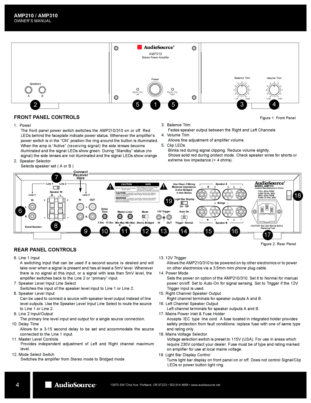 AudioSource AMP310, AMP210 owner manual 10 11 12 13 