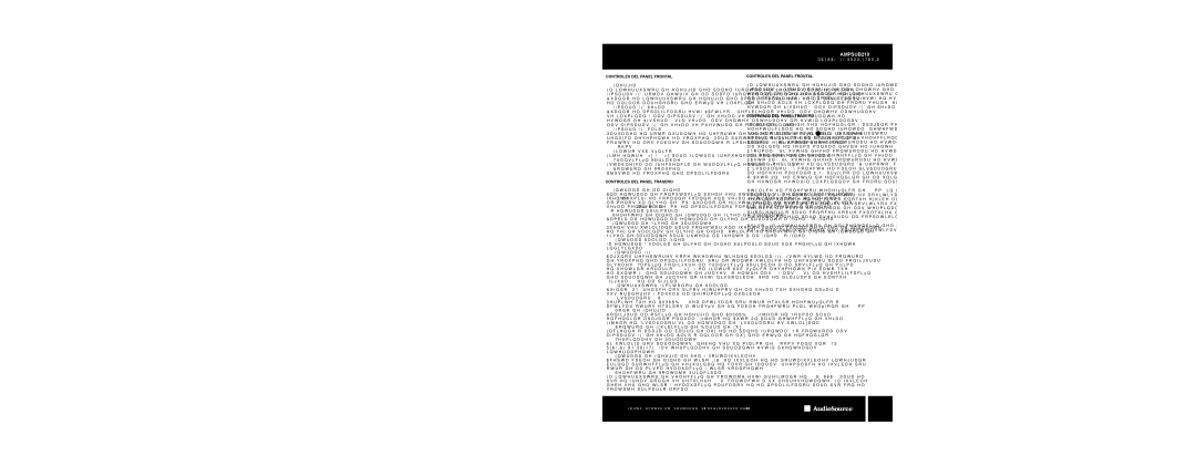 AudioSource AMPSUB210 owner manual Controles DEL Panel Frontal, Controles DEL Panel Trasero 