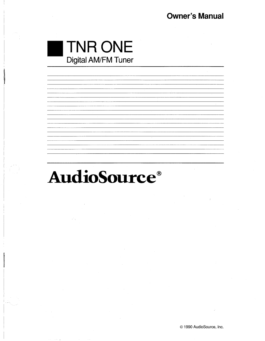 AudioSource AudioSource Digital AM/FM Tuner, TNR ONE manual 
