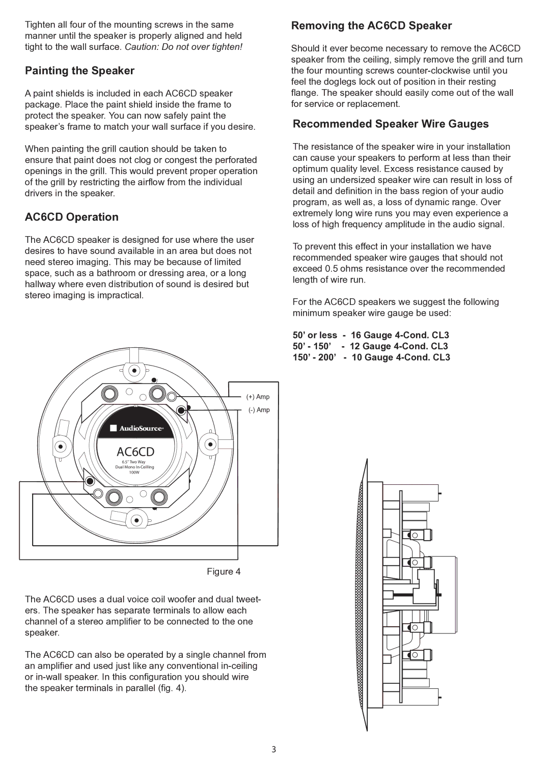 AudioSource AudioSource In-Ceiling Speaker System Painting the Speaker, AC6CD Operation, Removing the AC6CD Speaker 