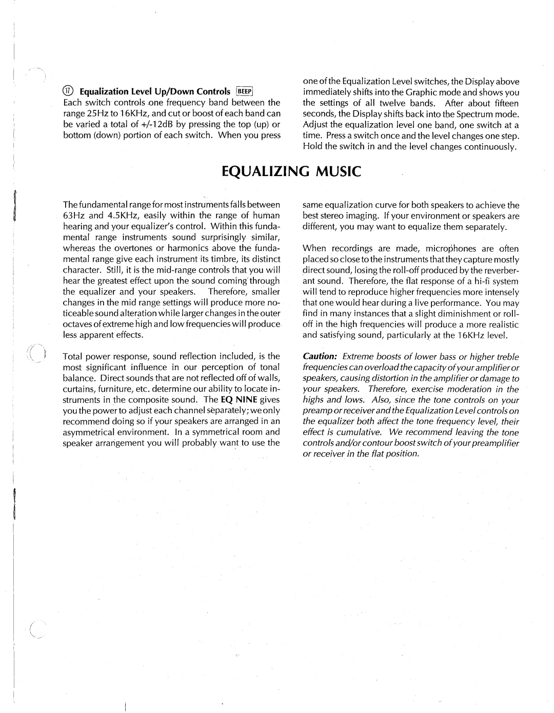AudioSource Computerized Graphic Equalizer/Analyzer, EQ NINE manual 