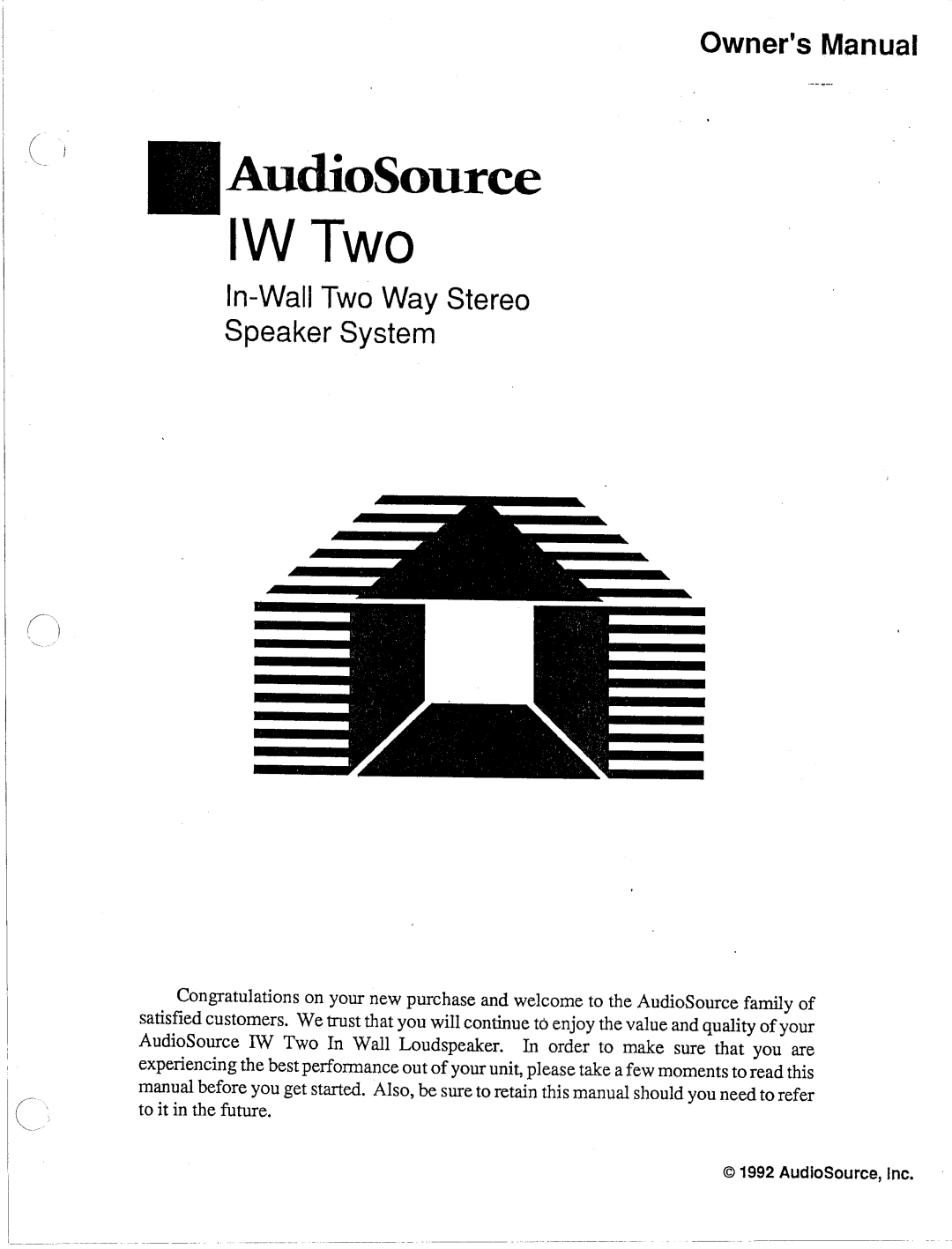 AudioSource In-Wall Two Way Stereo Speaker System, IW Two manual 