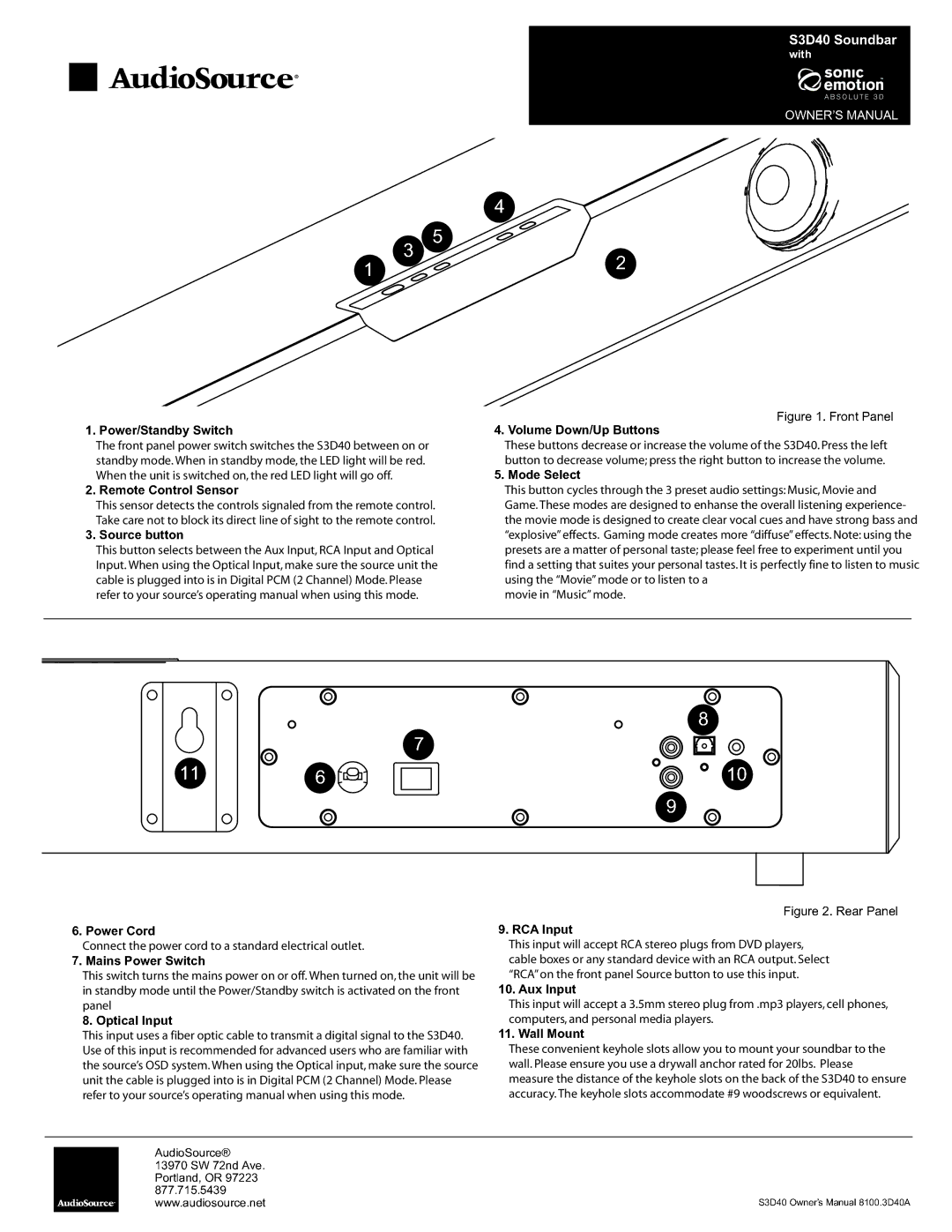 AudioSource S3D40 manual #ONNECTTTHETPOWER Corddtooa Standarddelectrical OUTLET 