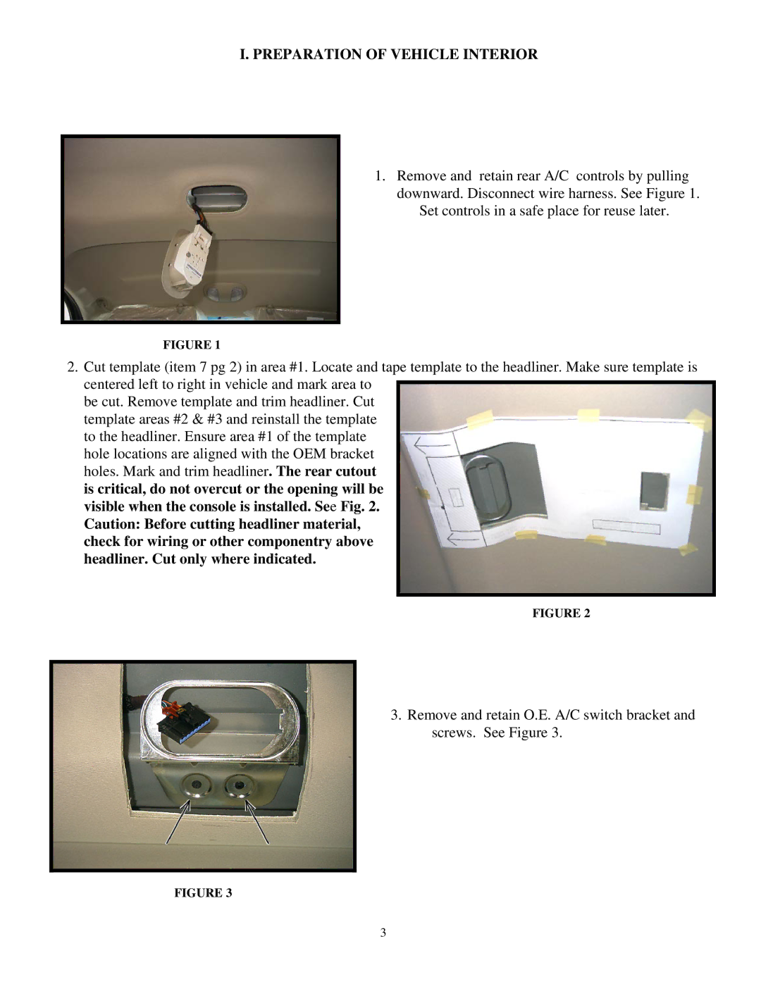 Audiovox 1187001PL installation instructions Preparation of Vehicle Interior 