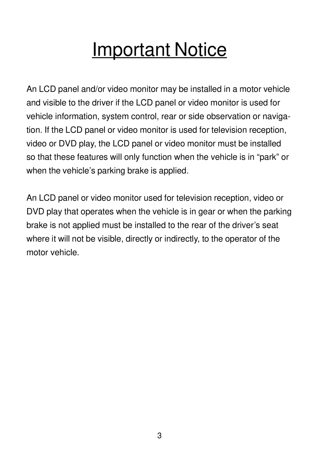 Audiovox 128-7744, 128-5495E installation manual Important Notice 