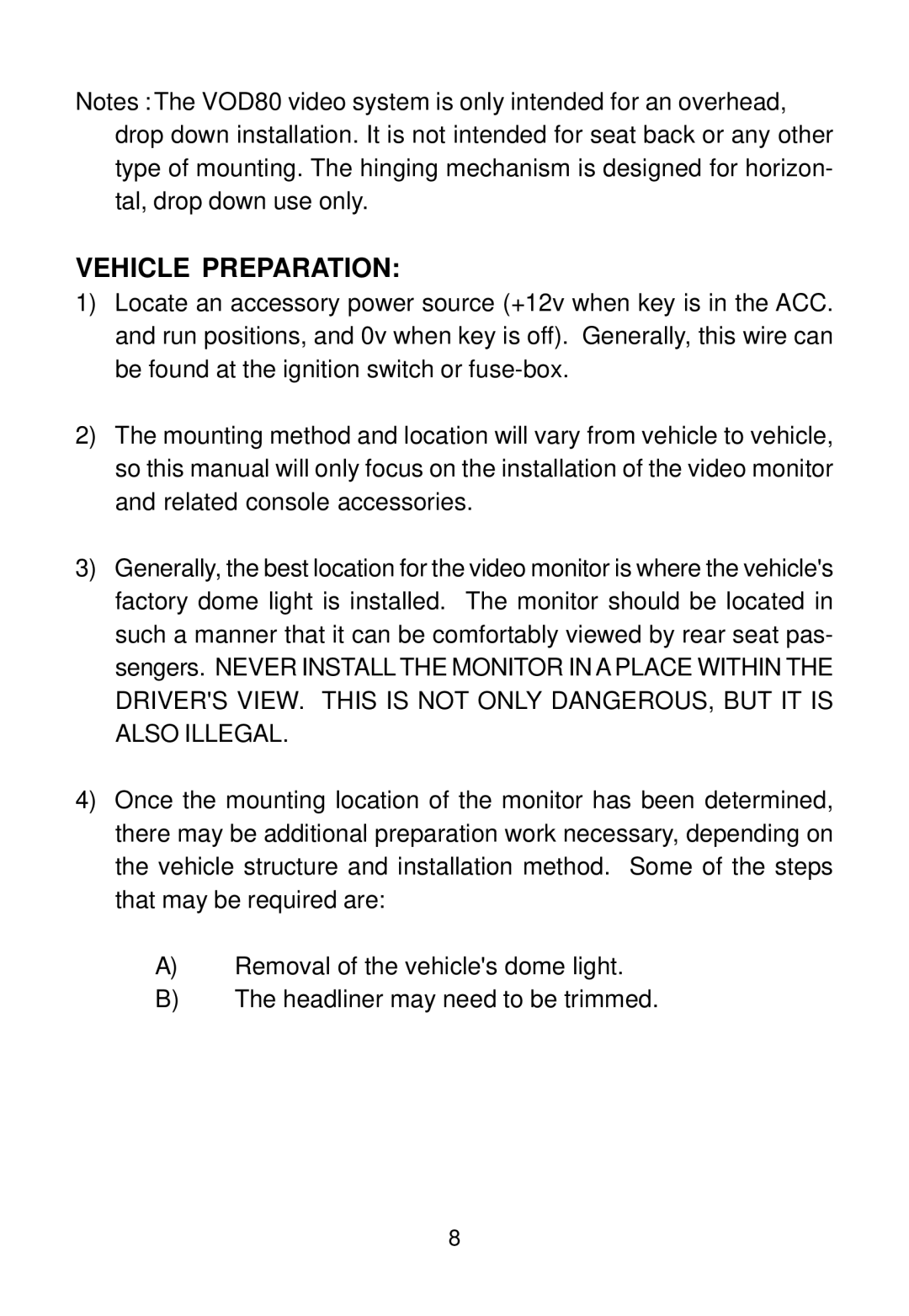 Audiovox 128-5495E, 128-7744 installation manual Vehicle Preparation 