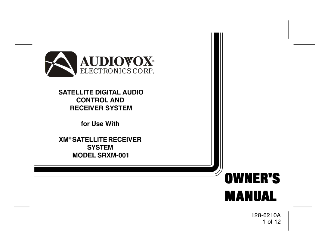 Audiovox 128-6210A manual Owners Manual 