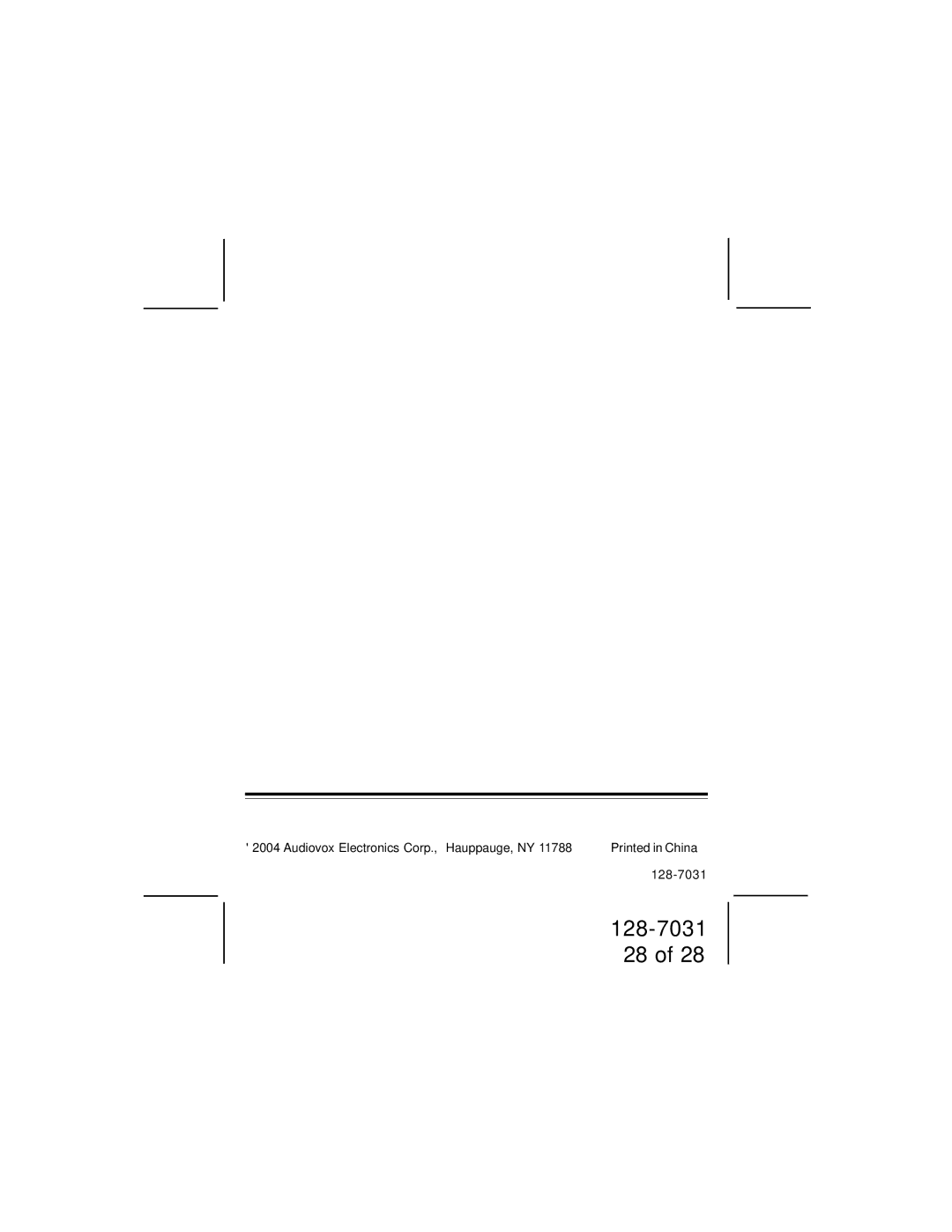 Audiovox owner manual Audiovox Electronics Corp., Hauppauge, NY 128-7031 