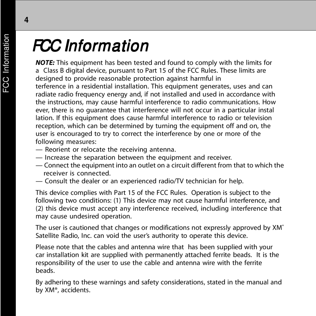 Audiovox 128-7902A manual FCC Information 