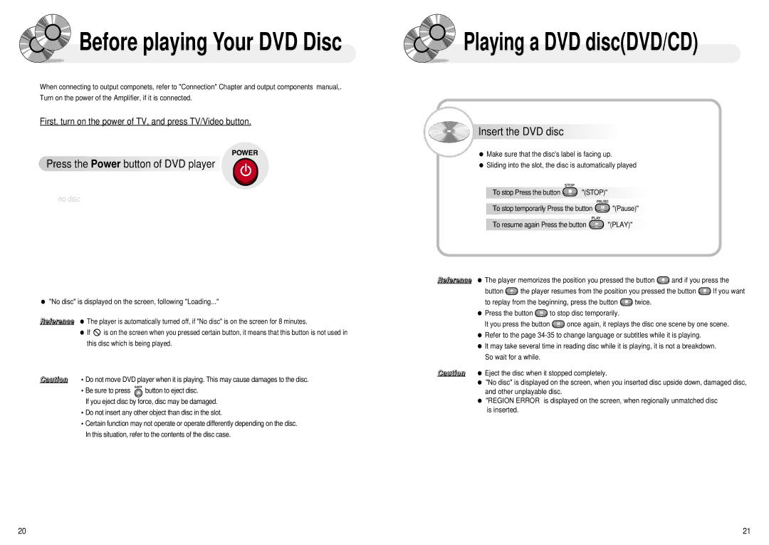 Audiovox 1286970 owner manual Press the Power button of DVD player, Insert the DVD disc 