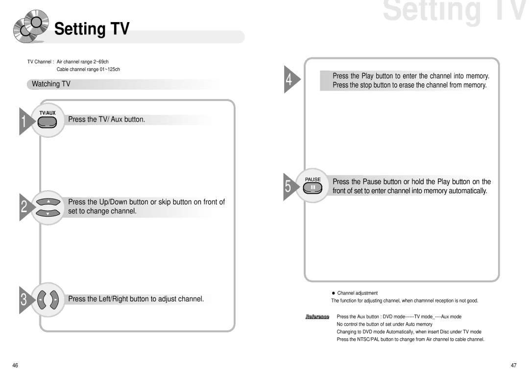 Audiovox 1286970 owner manual Setting TV, Watching TV 