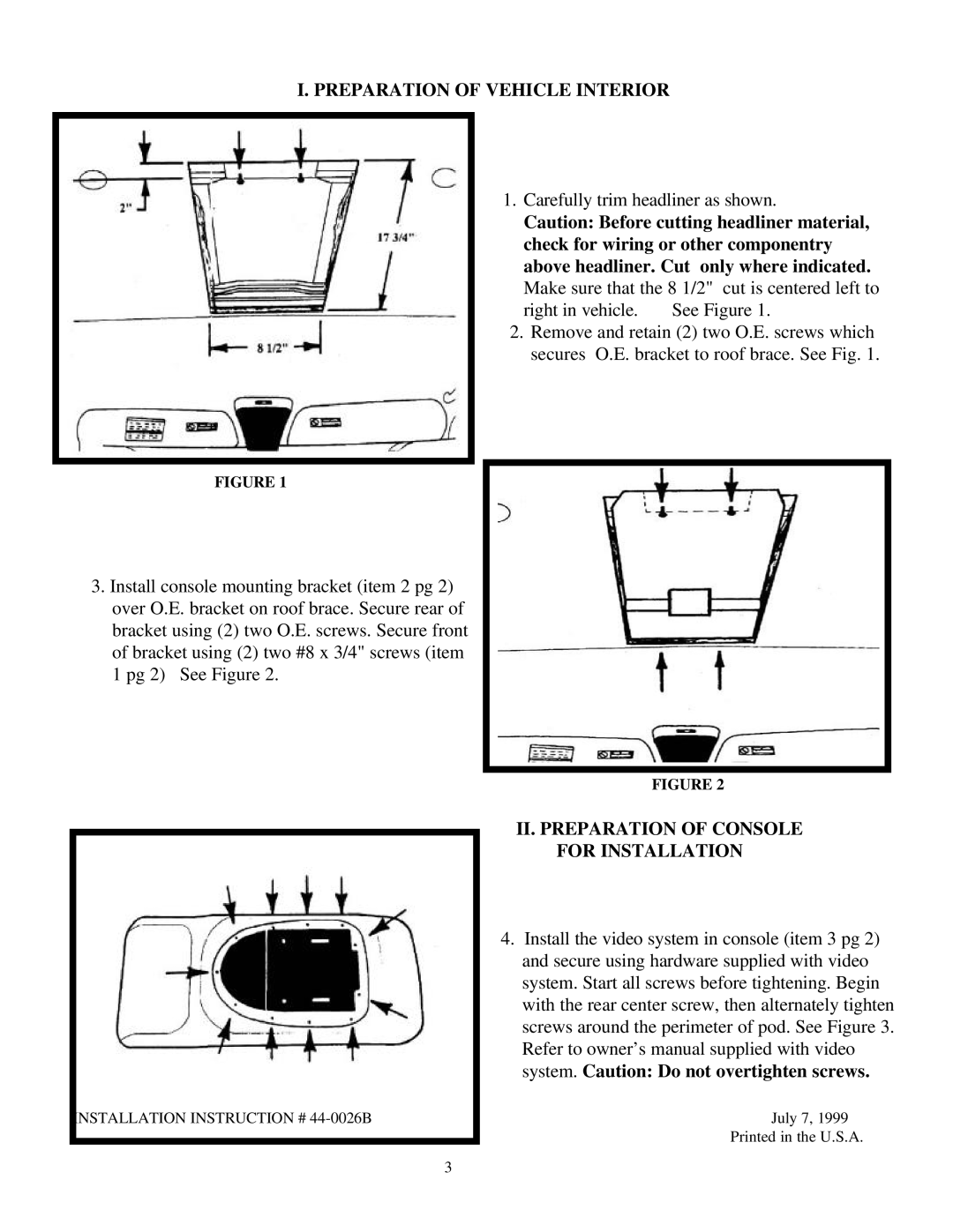 Audiovox 50-0245x-014 SERIES Preparation of Vehicle Interior, II. Preparation of Console for Installation 