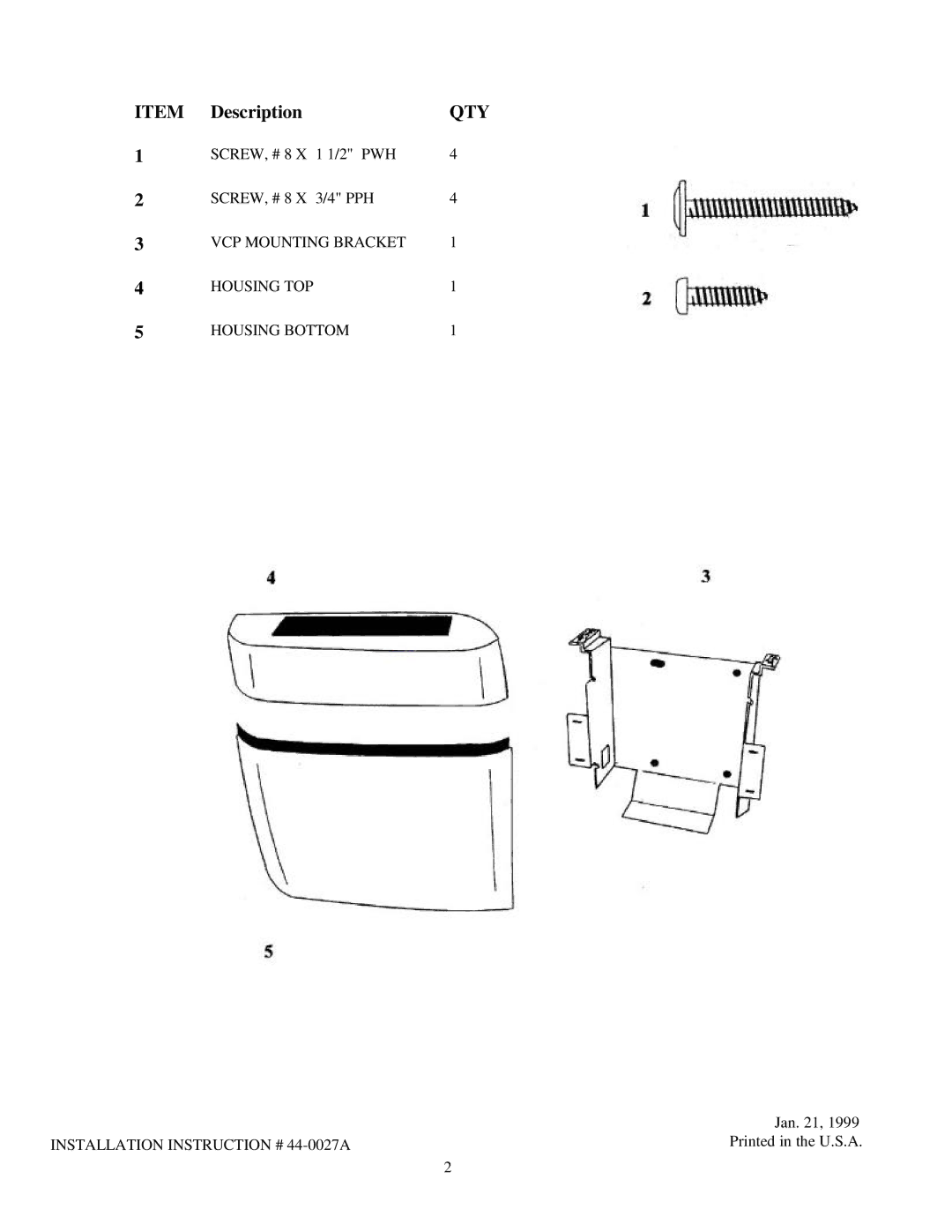 Audiovox 50-0263x-001 SERIES, 50-0263x-019 SERIES, 50-0263x-018 SERIES installation instructions Qty 