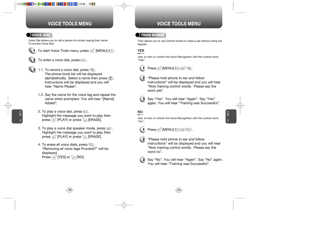 Audiovox 8910 manual Yes, Voice Dial, Train Words 