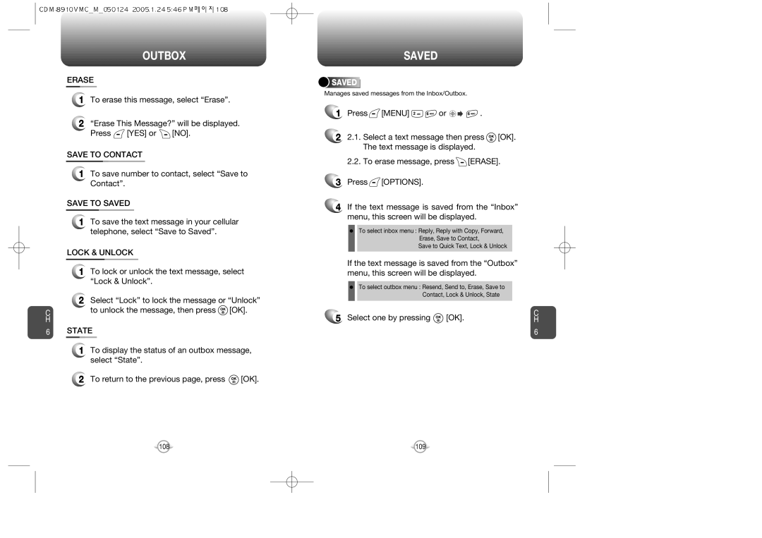 Audiovox 8910 manual Saved, State 