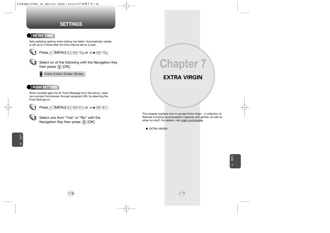 Audiovox 8910 manual Retry Time, Push Setting 