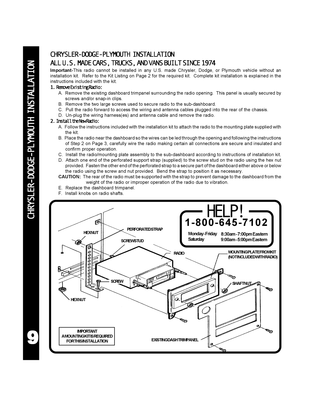 Audiovox 990 manual CHRYSLER-DODGE-PLYMOUTH Installation 