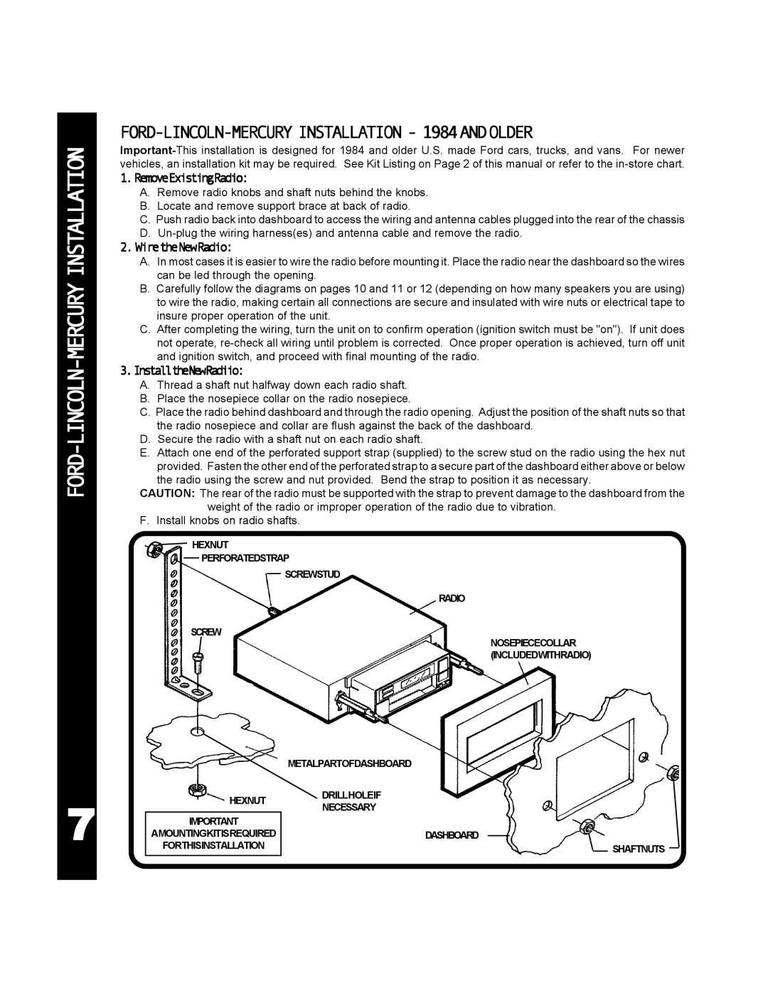 Audiovox 990 manual FORD-LINCOLN-MERCURY Installation 1984ANDOLDER 