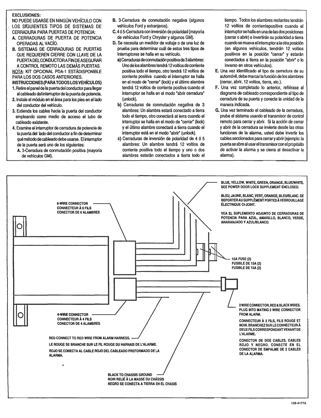 Audiovox AA-9158 manual Exclusiones, Unlock, 11011, ~ ~ 