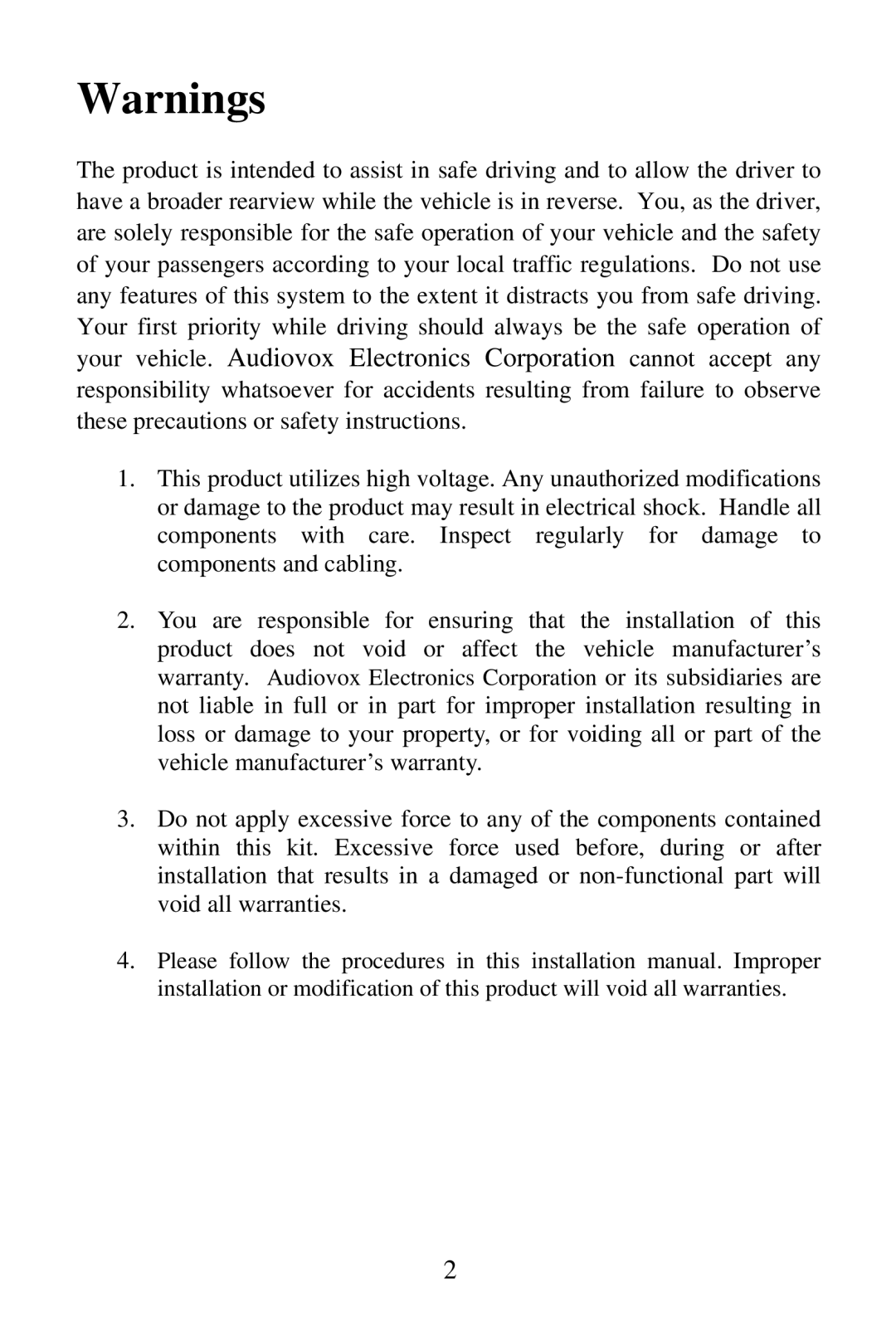 Audiovox ACA450 user manual 