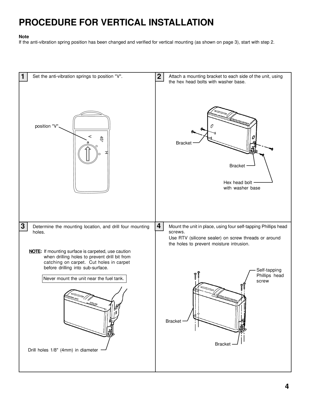 Audiovox ACC-30 installation manual Procedure for Vertical Installation 