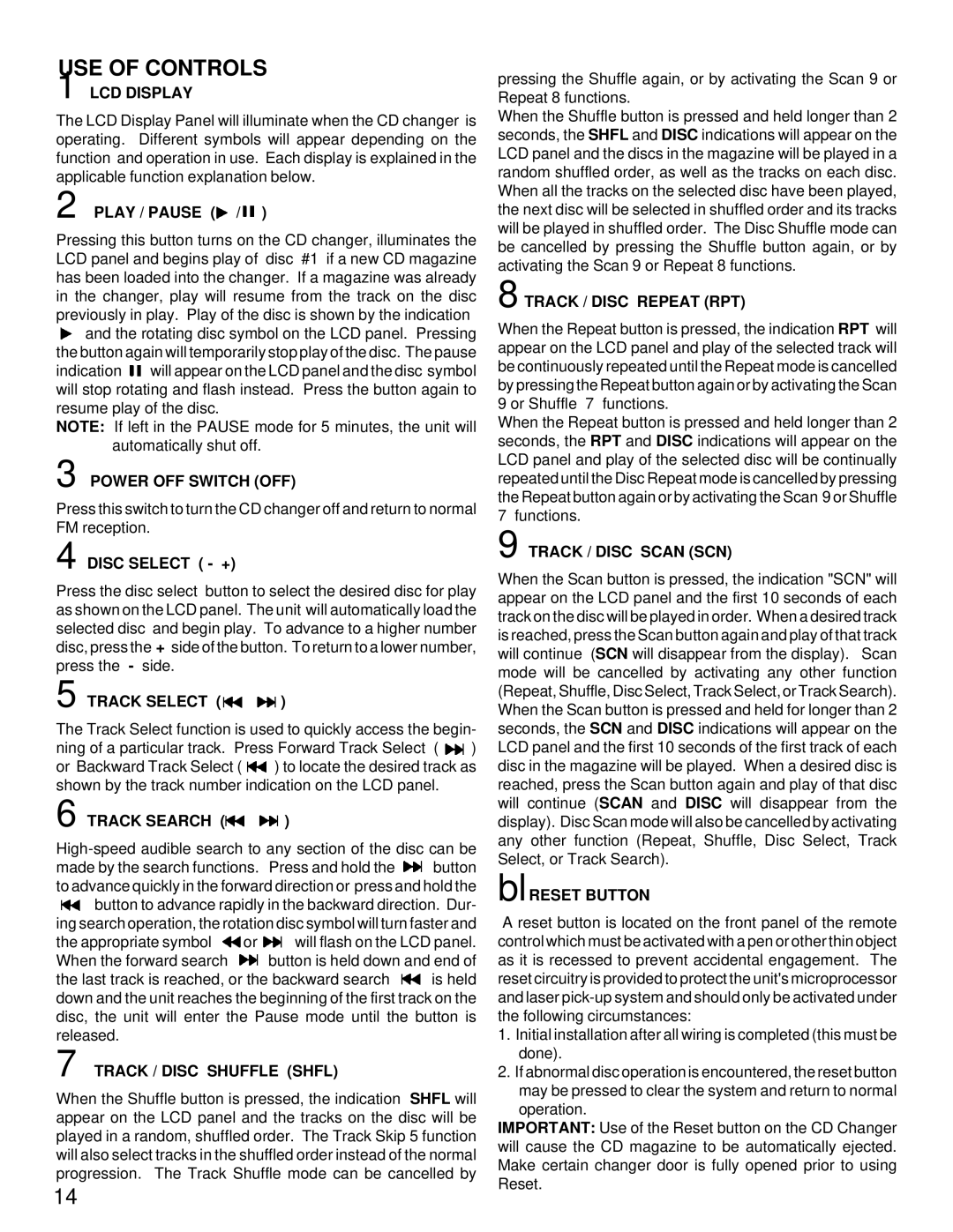 Audiovox ACC-52 owner manual USE of Controls, LCD Display 