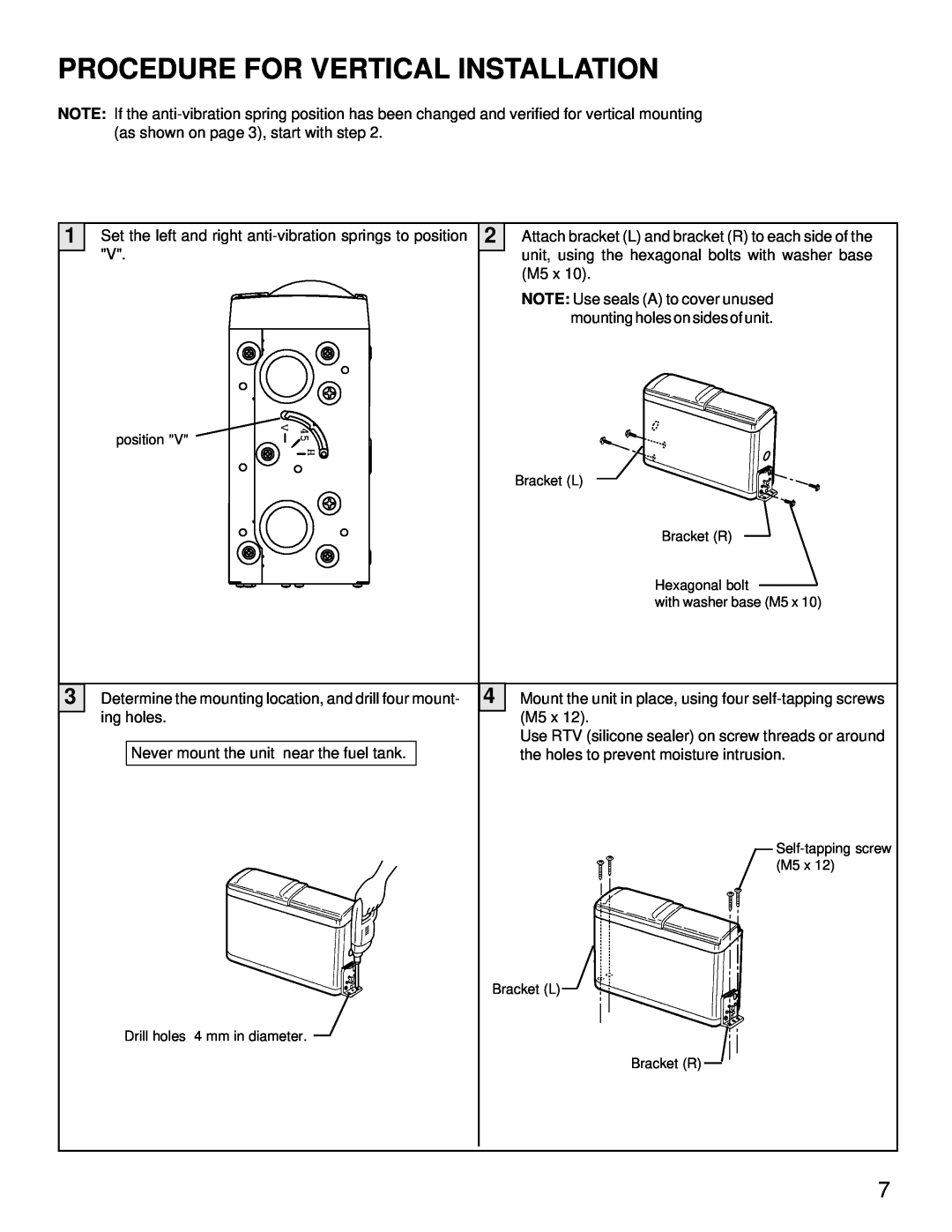 Audiovox ACC-52 owner manual Procedure For Vertical Installation 