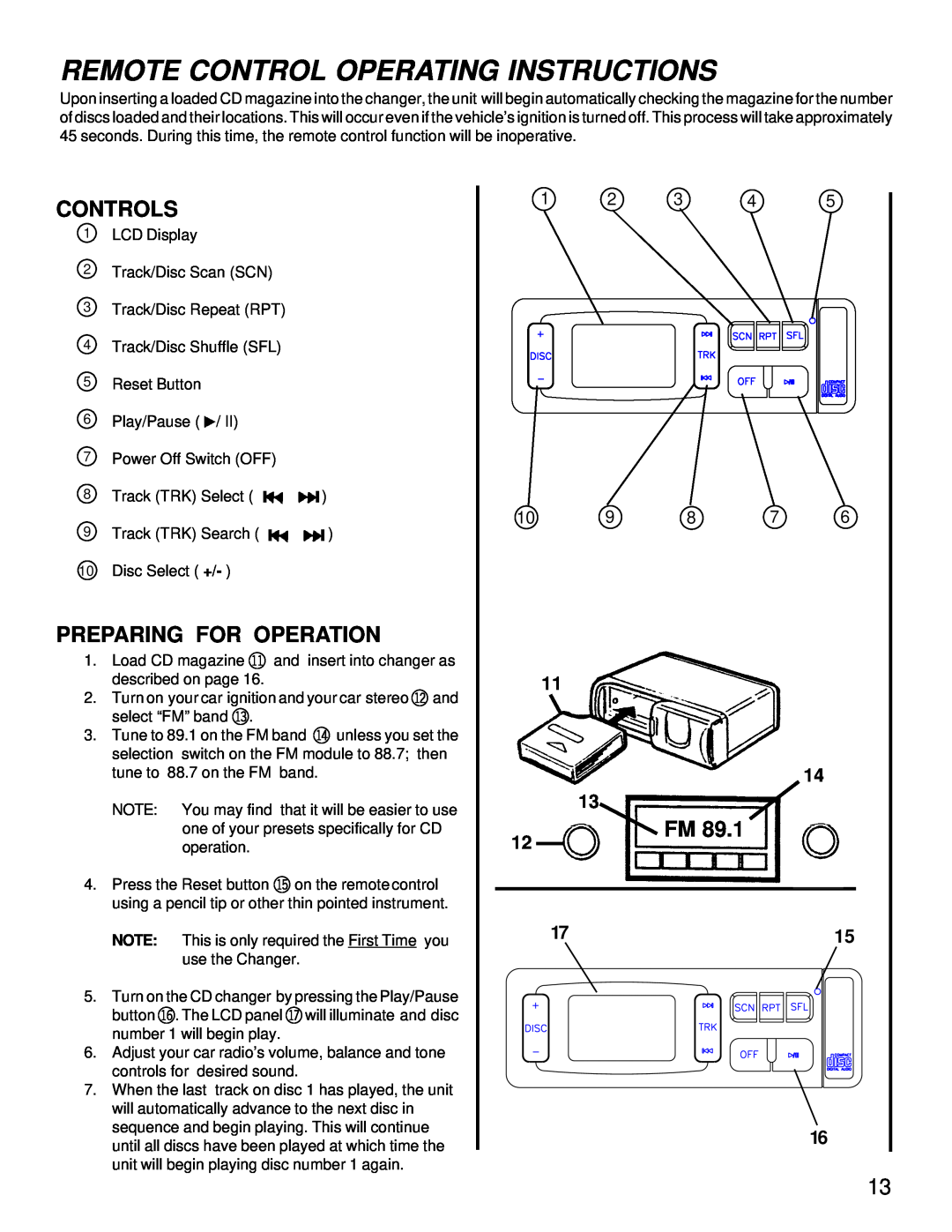 Audiovox ACC56, ACC-56 owner manual Remote Control Operating Instructions, Controls, Preparing For Operation, 11 14, 1715 