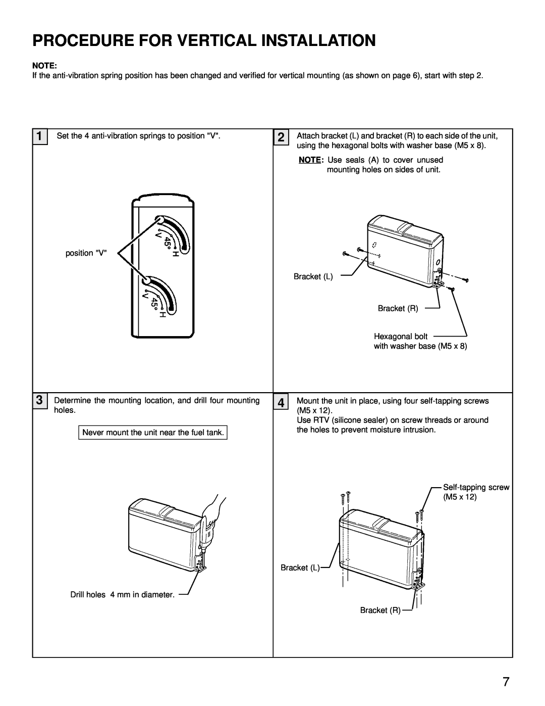 Audiovox ACC56, ACC-56 owner manual Procedure For Vertical Installation 