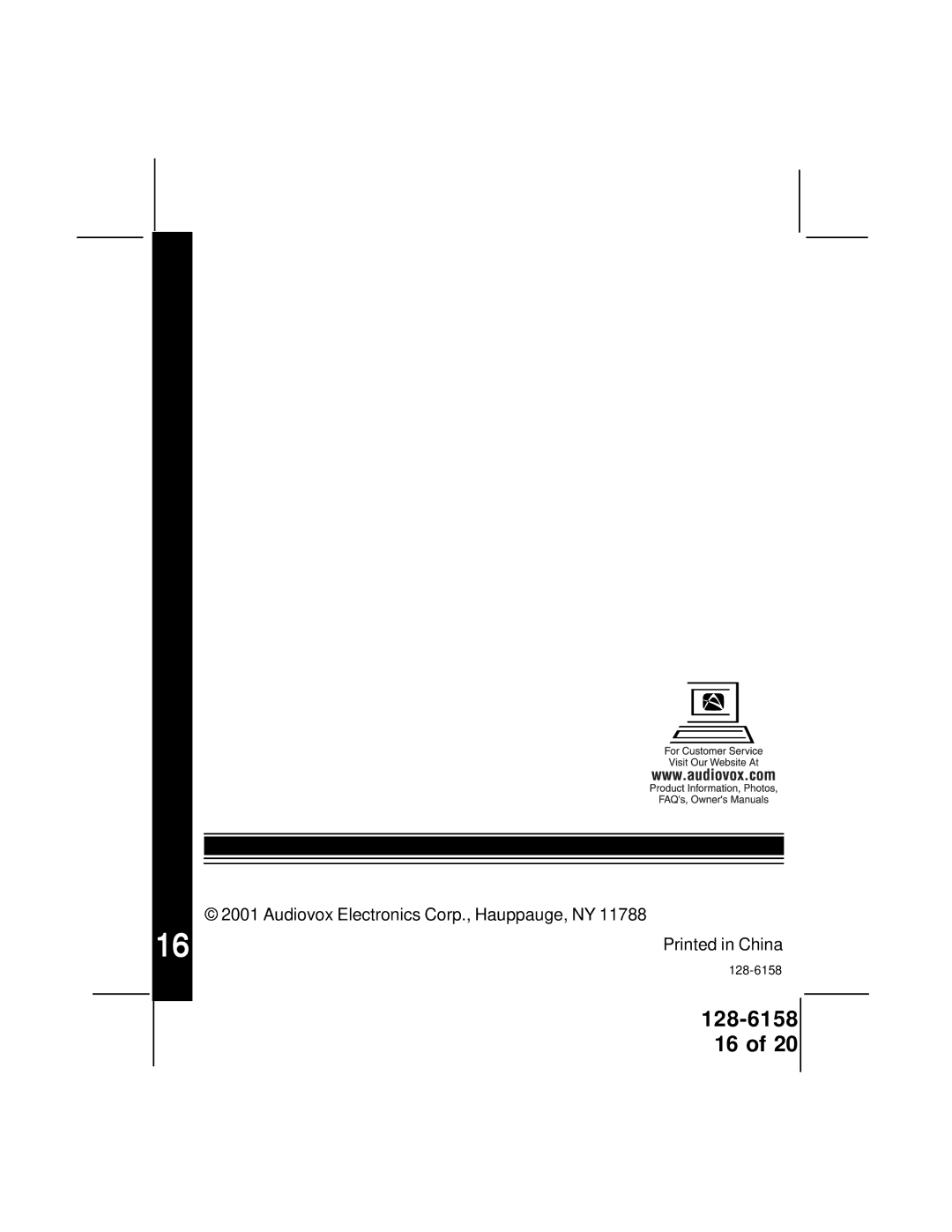 Audiovox ACC-60 manual 128-6158 