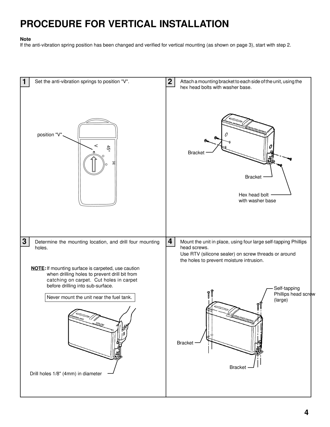 Audiovox ACC40 installation manual Procedure for Vertical Installation 