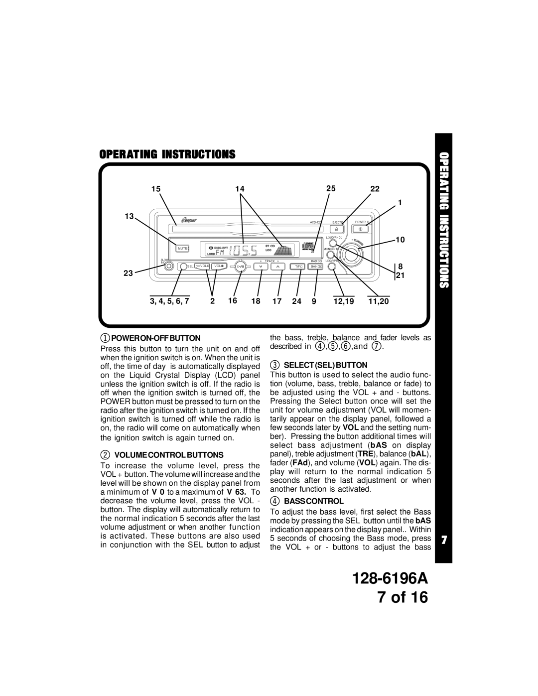 Audiovox ACD-12 owner manual Operating Instructions 