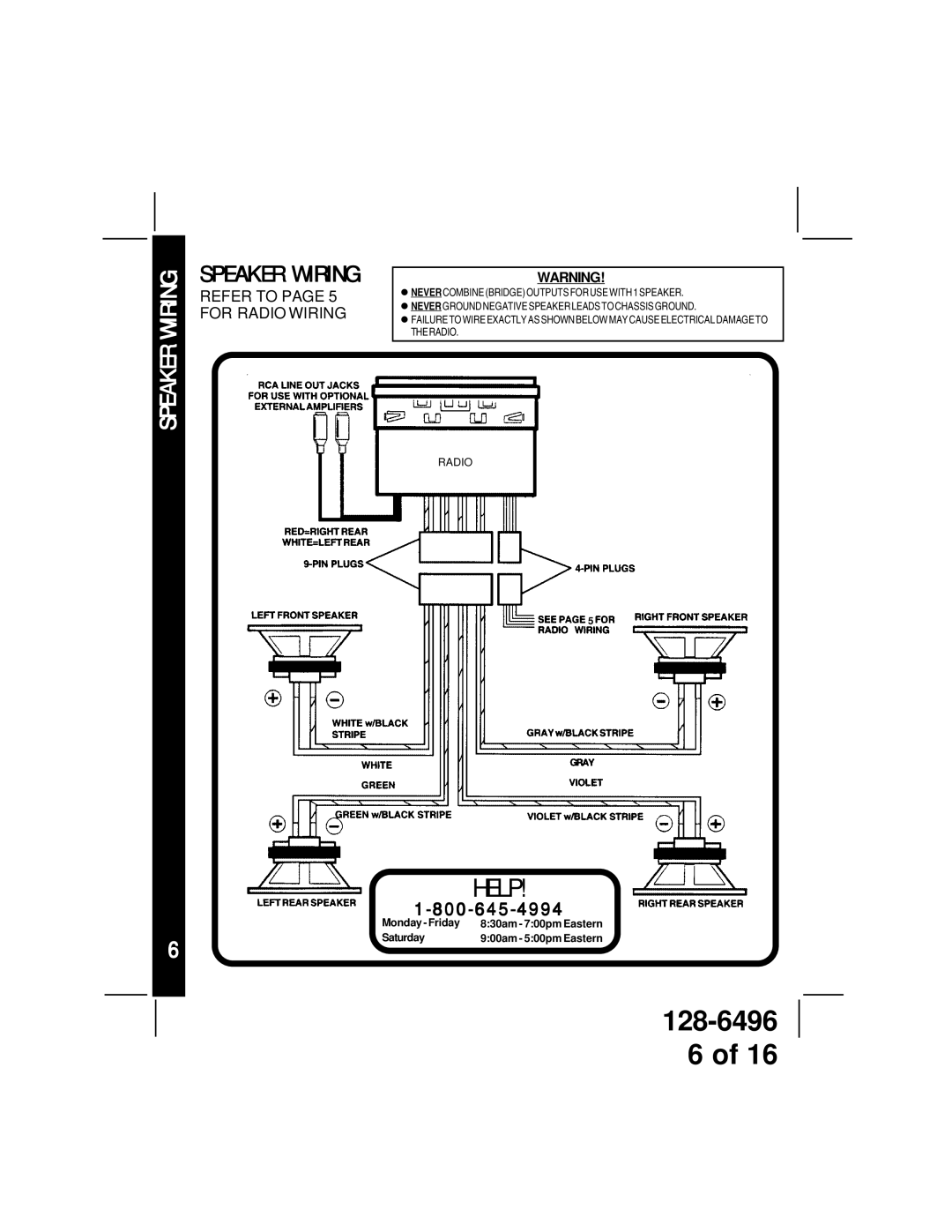 Audiovox ACD-13 manual Speaker Wiring 