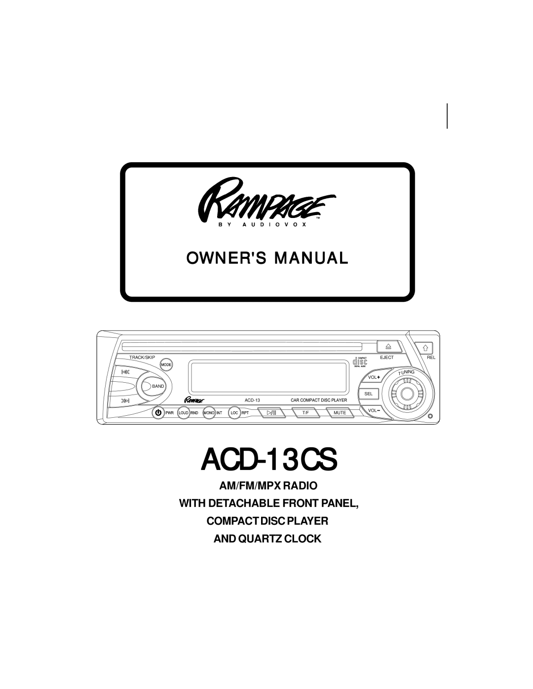 Audiovox ACD-13CS manual 